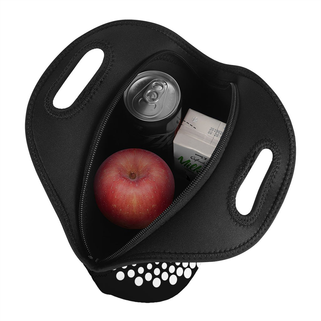 Black And White Spiral Dot Print Neoprene Lunch Bag