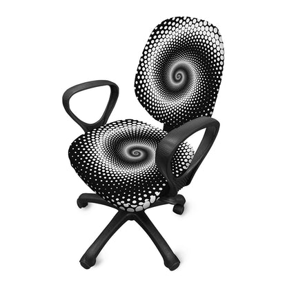Black And White Spiral Dot Print Office Chair Cover