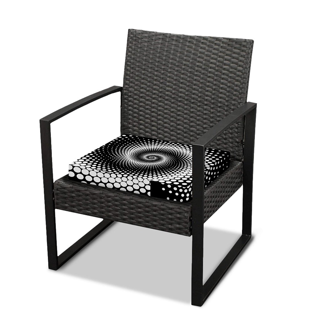 Black And White Spiral Dot Print Outdoor Seat Cushion Cover