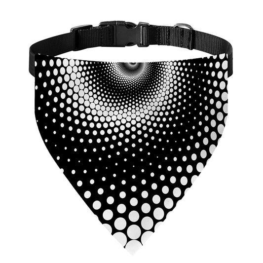 Black And White Spiral Dot Print Over The Collar Dog Bandana