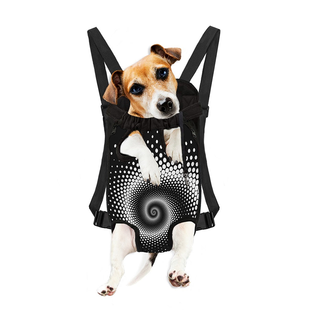 Black And White Spiral Dot Print Pet Carrier Backpack