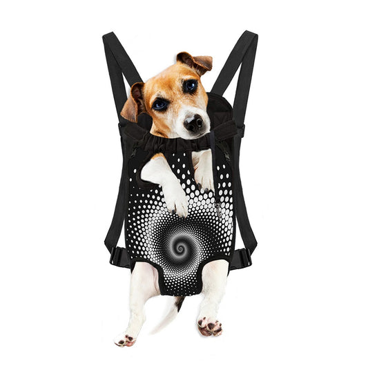 Black And White Spiral Dot Print Pet Carrier Backpack