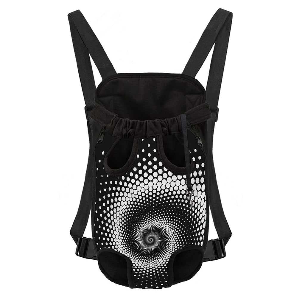 Black And White Spiral Dot Print Pet Carrier Backpack