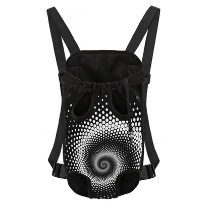 Black And White Spiral Dot Print Pet Carrier Backpack