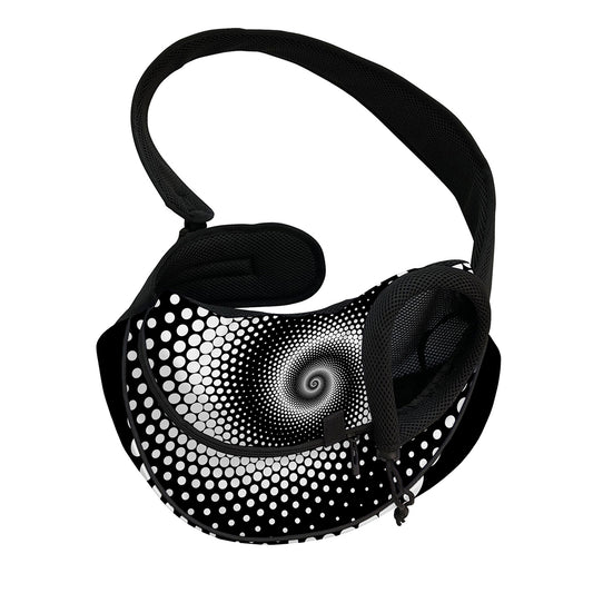 Black And White Spiral Dot Print Pet Sling Carrier