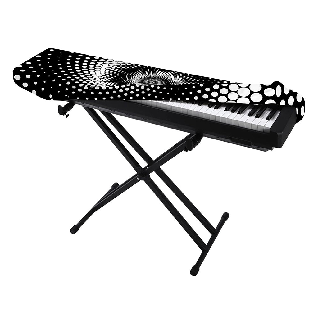 Black And White Spiral Dot Print Piano Keyboard Cover