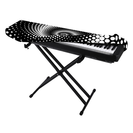 Black And White Spiral Dot Print Piano Keyboard Cover