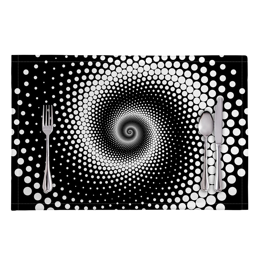 Black And White Spiral Dot Print Placemat