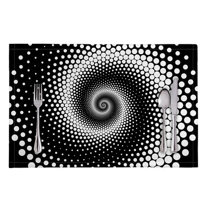 Black And White Spiral Dot Print Placemat