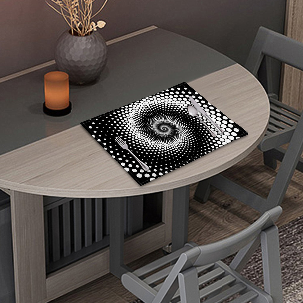Black And White Spiral Dot Print Placemat