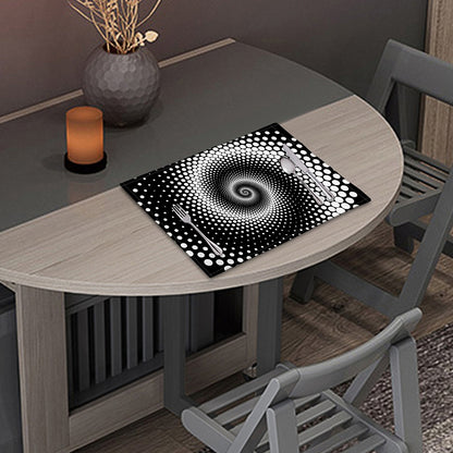 Black And White Spiral Dot Print Placemat