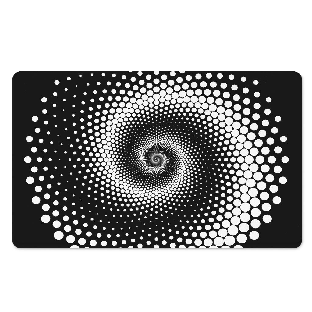 Black And White Spiral Dot Print Polyester Doormat
