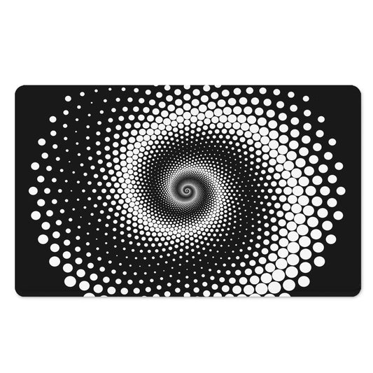 Black And White Spiral Dot Print Polyester Doormat