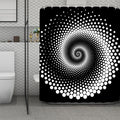 Black And White Spiral Dot Print Polyester Shower Curtain