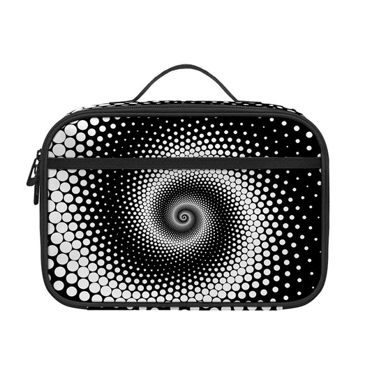Black And White Spiral Dot Print Portable Lunch Bag