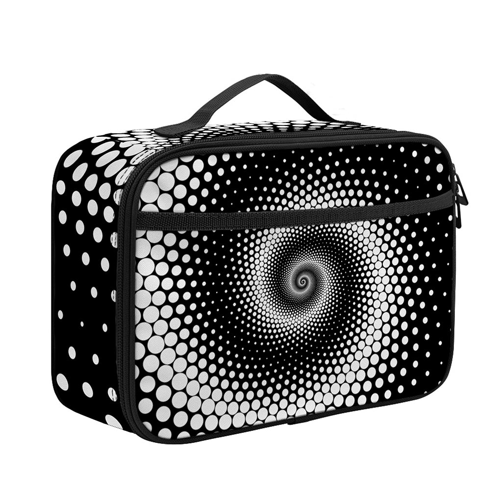Black And White Spiral Dot Print Portable Lunch Bag