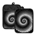 Black And White Spiral Dot Print Pot Holders With Pocket