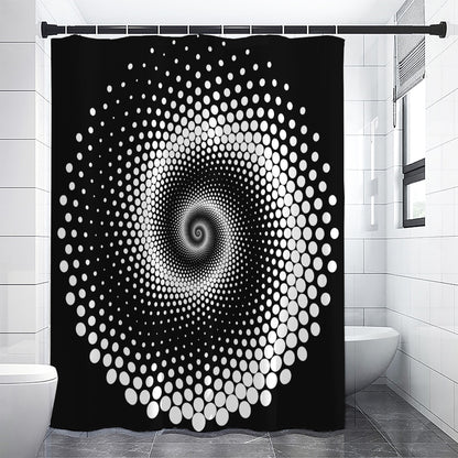 Black And White Spiral Dot Print Premium Shower Curtain