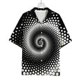 Black And White Spiral Dot Print Rayon Hawaiian Shirt