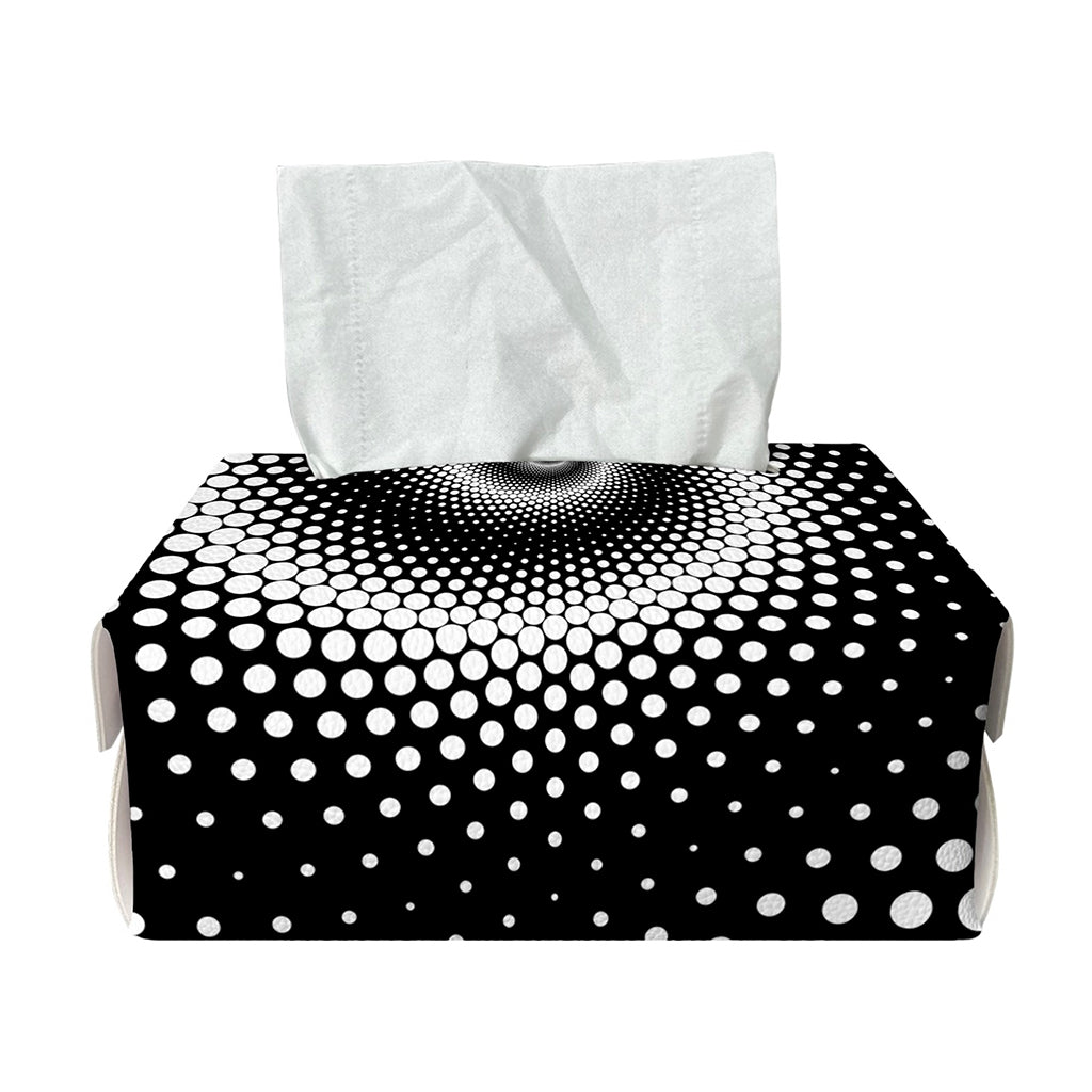 Black And White Spiral Dot Print Rectangle Tissue Box Cover