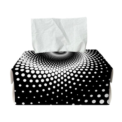 Black And White Spiral Dot Print Rectangle Tissue Box Cover