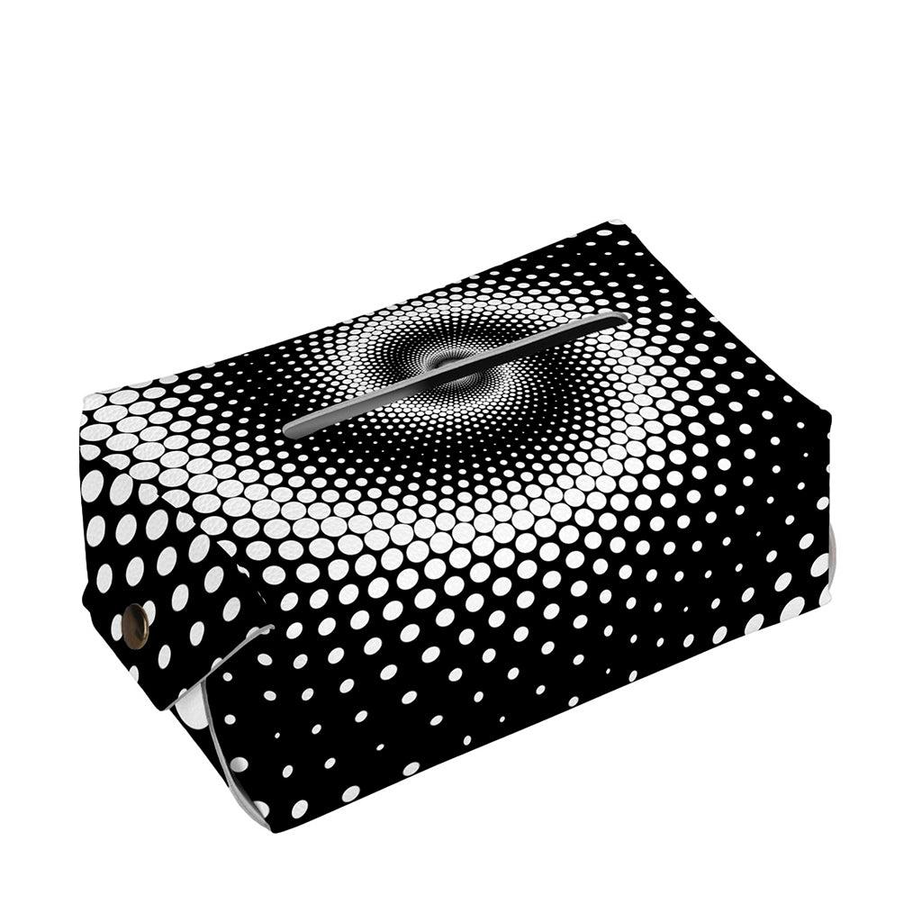 Black And White Spiral Dot Print Rectangle Tissue Box Cover