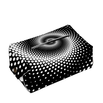 Black And White Spiral Dot Print Rectangle Tissue Box Cover