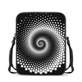 Black And White Spiral Dot Print Rectangular Crossbody Bag