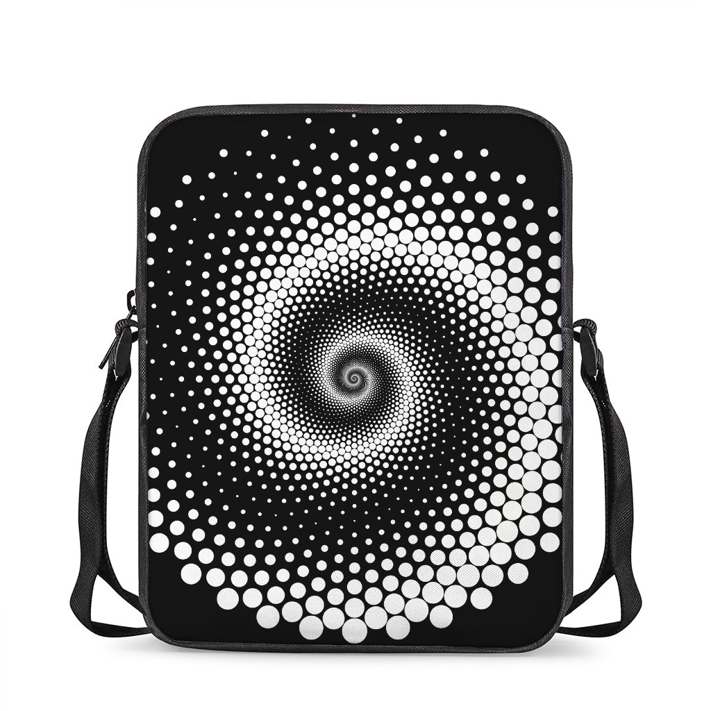 Black And White Spiral Dot Print Rectangular Crossbody Bag
