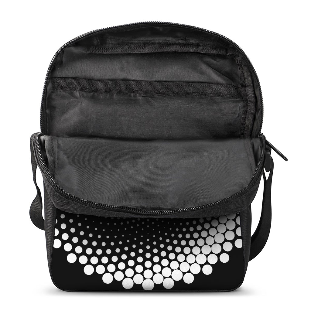 Black And White Spiral Dot Print Rectangular Crossbody Bag