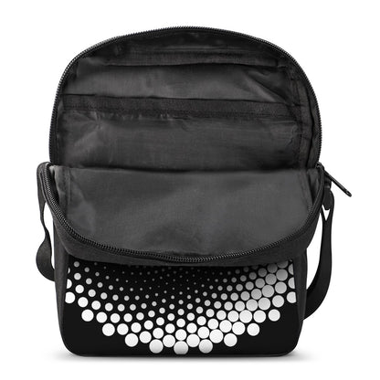 Black And White Spiral Dot Print Rectangular Crossbody Bag