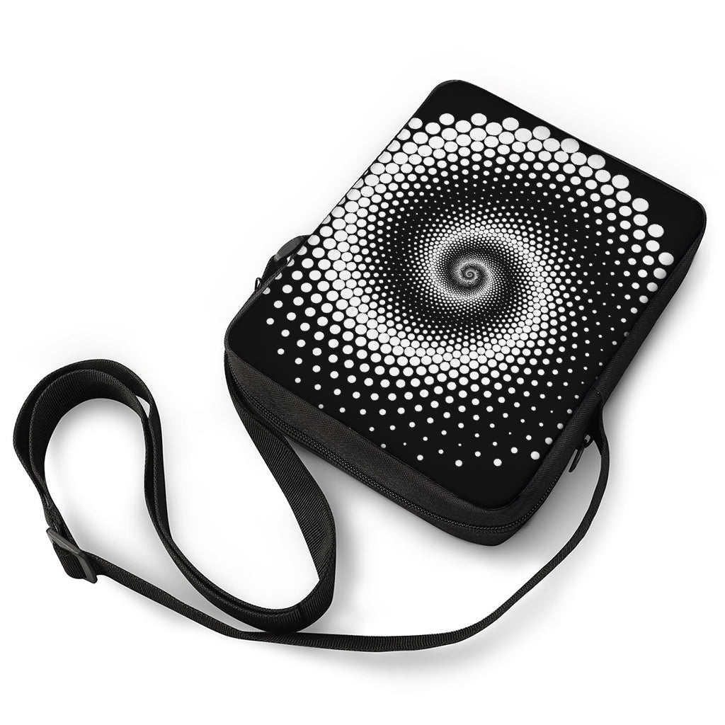 Black And White Spiral Dot Print Rectangular Crossbody Bag