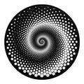 Black And White Spiral Dot Print Round Blanket