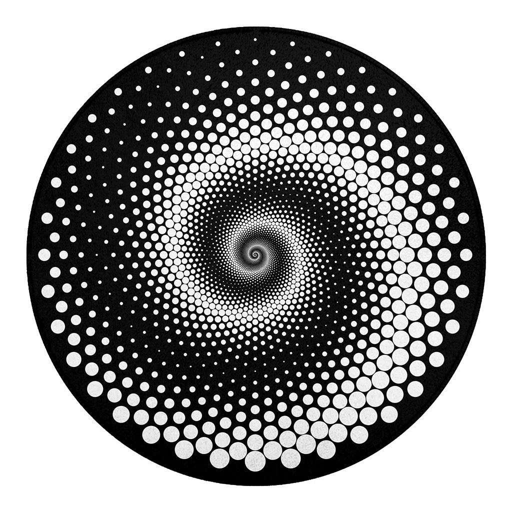 Black And White Spiral Dot Print Round Blanket