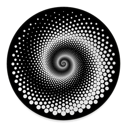 Black And White Spiral Dot Print Round Floor Mat