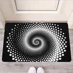 Black And White Spiral Dot Print Rubber Doormat