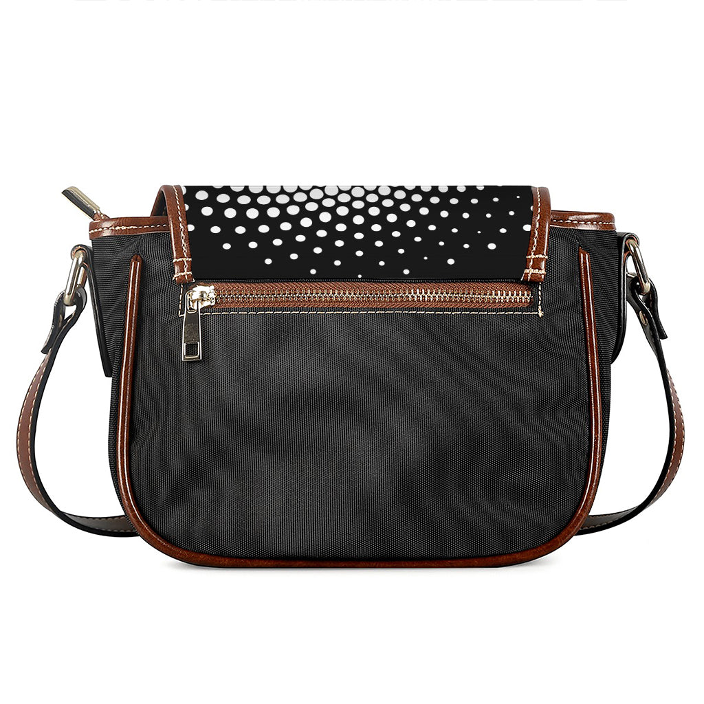 Black And White Spiral Dot Print Saddle Bag