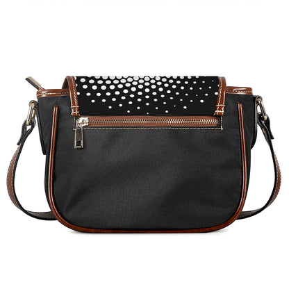 Black And White Spiral Dot Print Saddle Bag