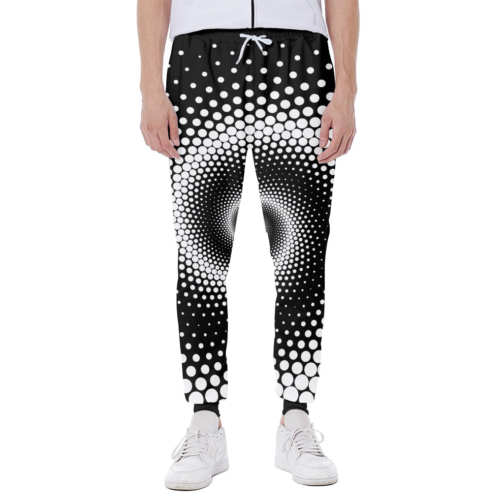 Black And White Spiral Dot Print Scuba Joggers