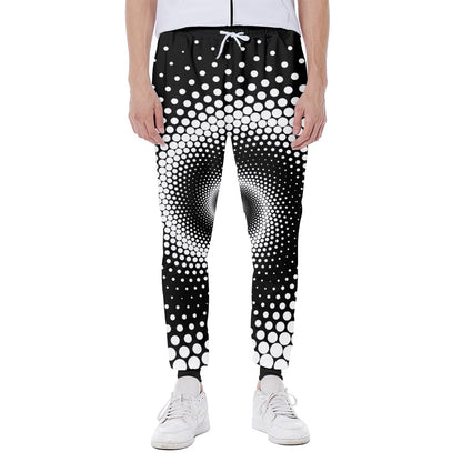 Black And White Spiral Dot Print Scuba Joggers