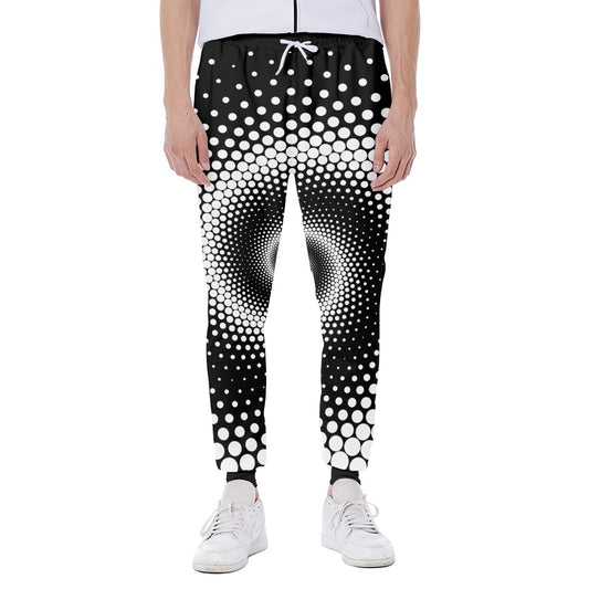 Black And White Spiral Dot Print Scuba Joggers