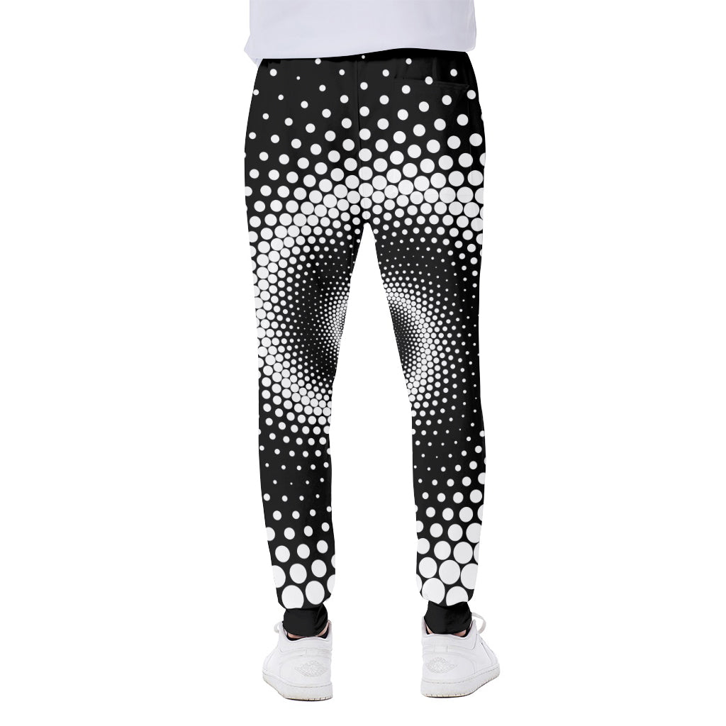 Black And White Spiral Dot Print Scuba Joggers