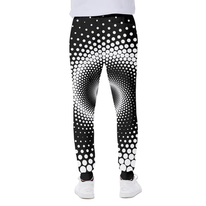 Black And White Spiral Dot Print Scuba Joggers