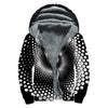 Black And White Spiral Dot Print Sherpa Lined Zip Up Hoodie