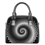 Black And White Spiral Dot Print Shoulder Handbag