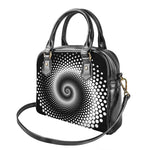 Black And White Spiral Dot Print Shoulder Handbag