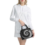 Black And White Spiral Dot Print Shoulder Handbag