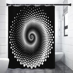Black And White Spiral Dot Print Shower Curtain