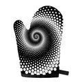 Black And White Spiral Dot Print Single Oven Mitt