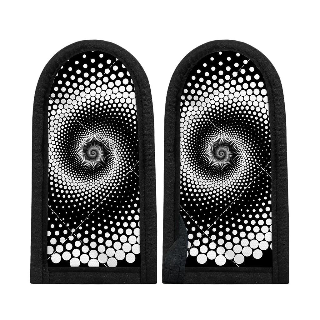Black And White Spiral Dot Print Skillet Handle Cover